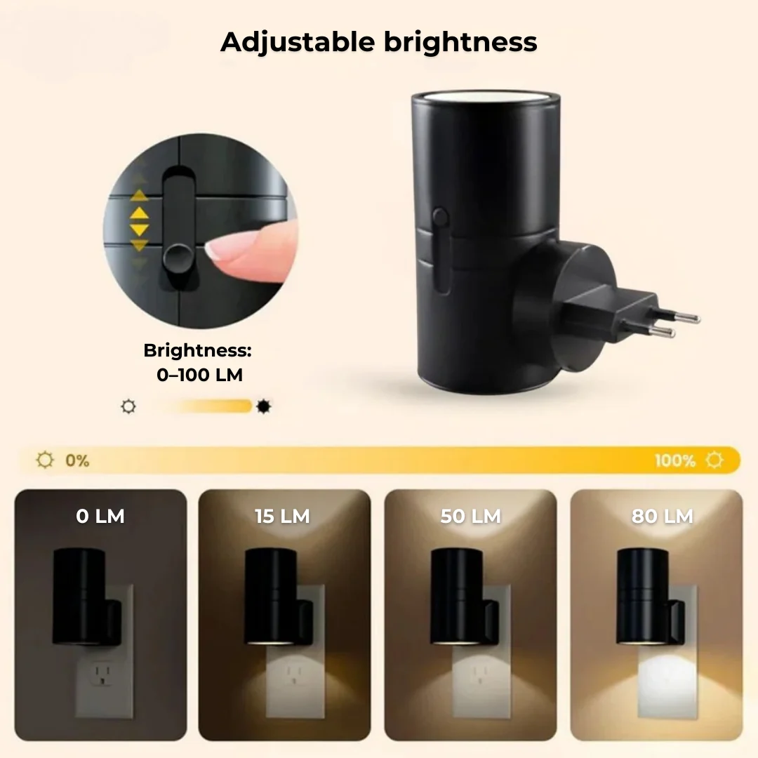 Luno adjustable brightness control from zero to one hundred lumens