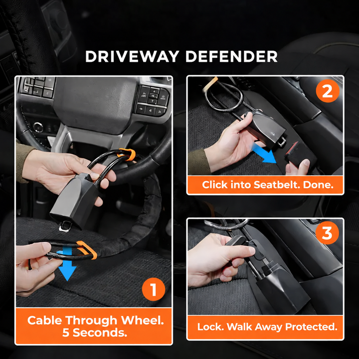 Universal Anti-Theft Steering Wheel to Seatbelt Lock