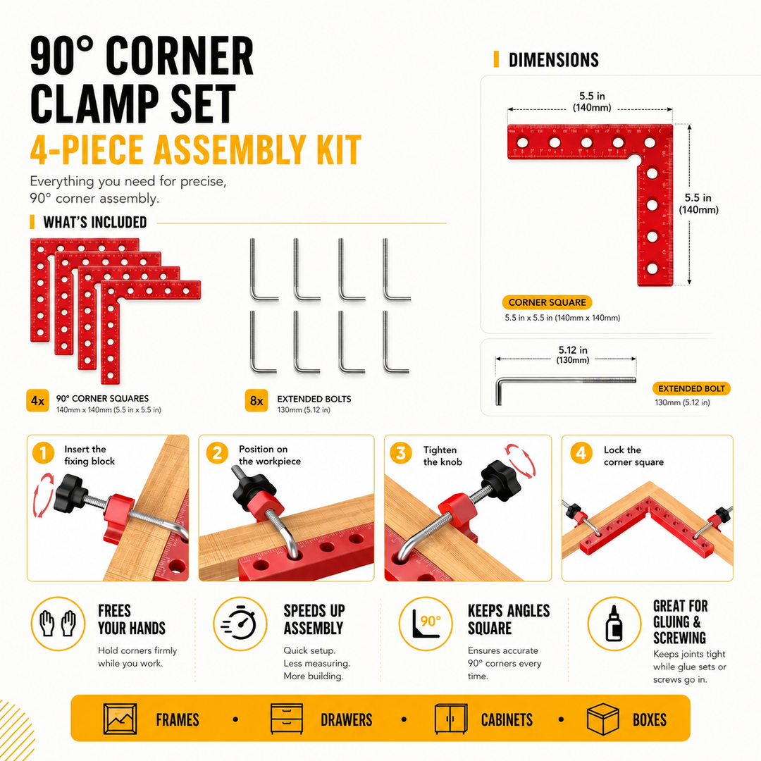Durable Precision Positioning Clamping Squares Set