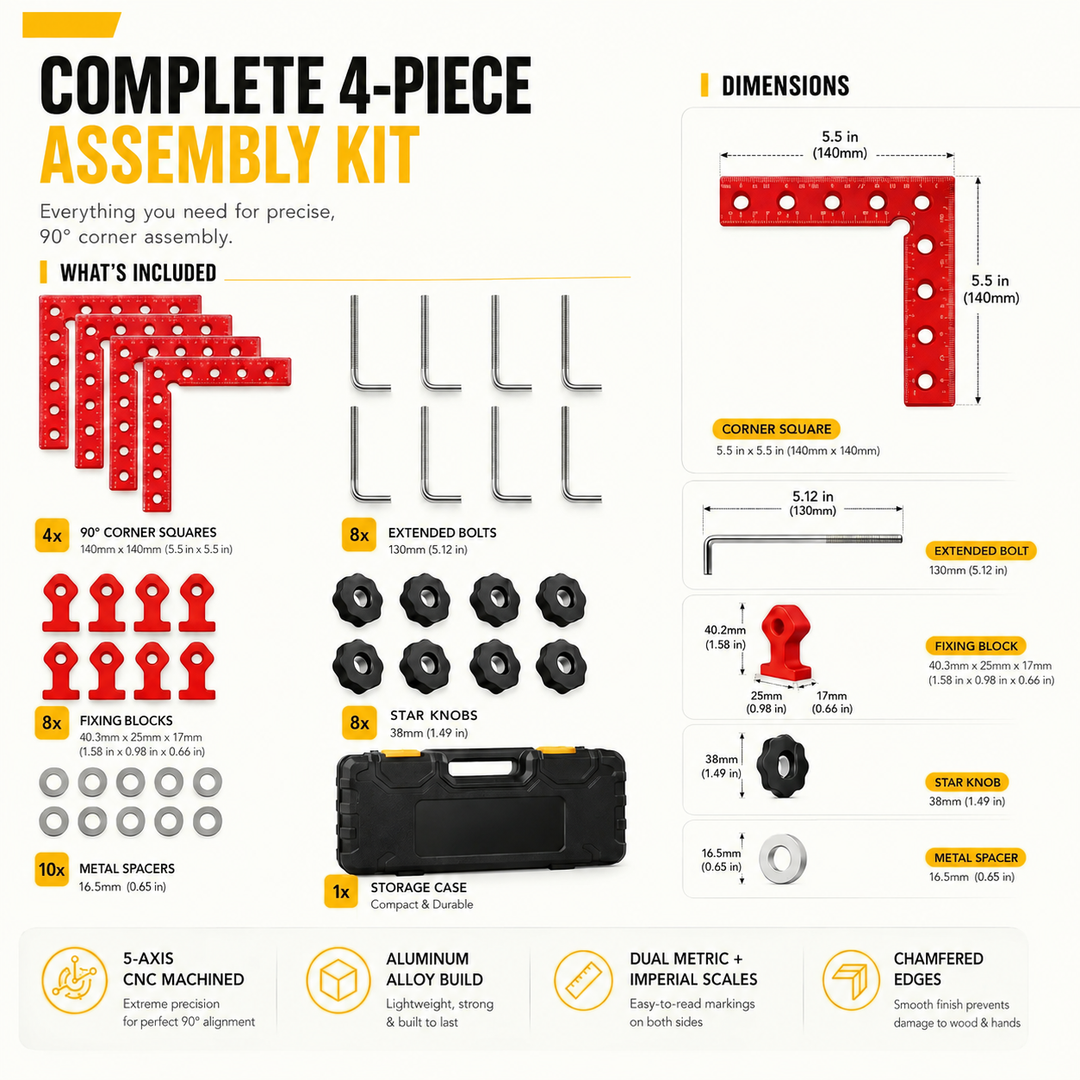 Durable Precision Positioning Clamping Squares Set