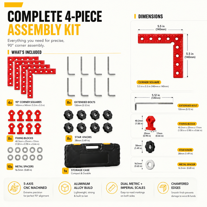 Durable Precision Positioning Clamping Squares Set