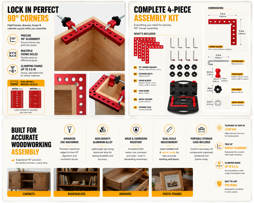 Durable Precision Positioning Clamping Squares Set