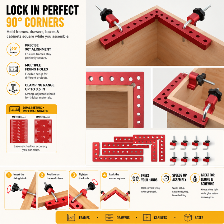 Durable Precision Positioning Clamping Squares Set