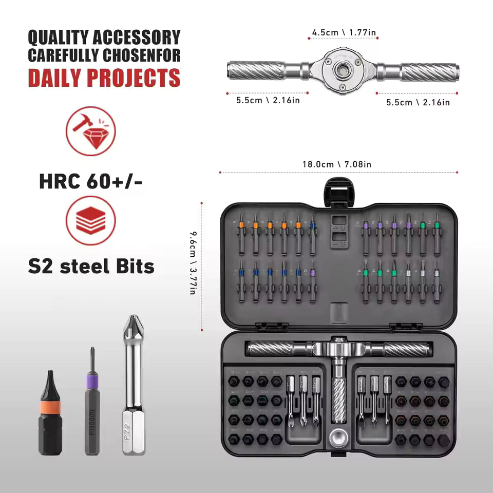 62-Piece Ratchet Screwdriver Set