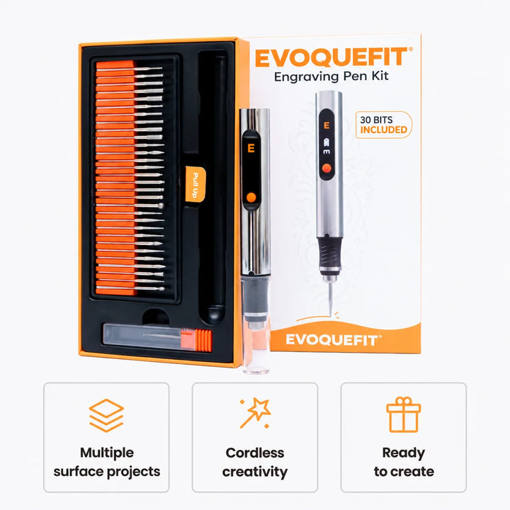 EVOQUEFIT Cordless Engraving Pen Kit — product overview