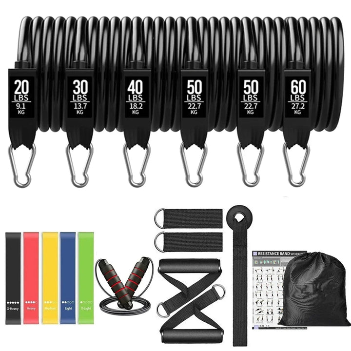 EVOQUEFIT Workout Bar Fitness Resistance Bands Set - EVOQUEFIT
