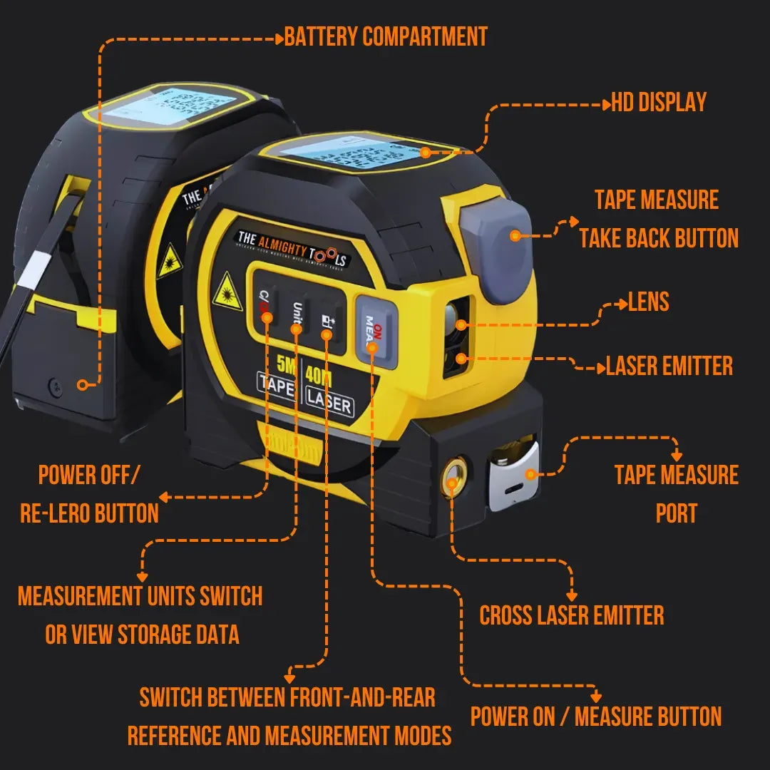 3-in-1 Laser Distance Measuring Tape