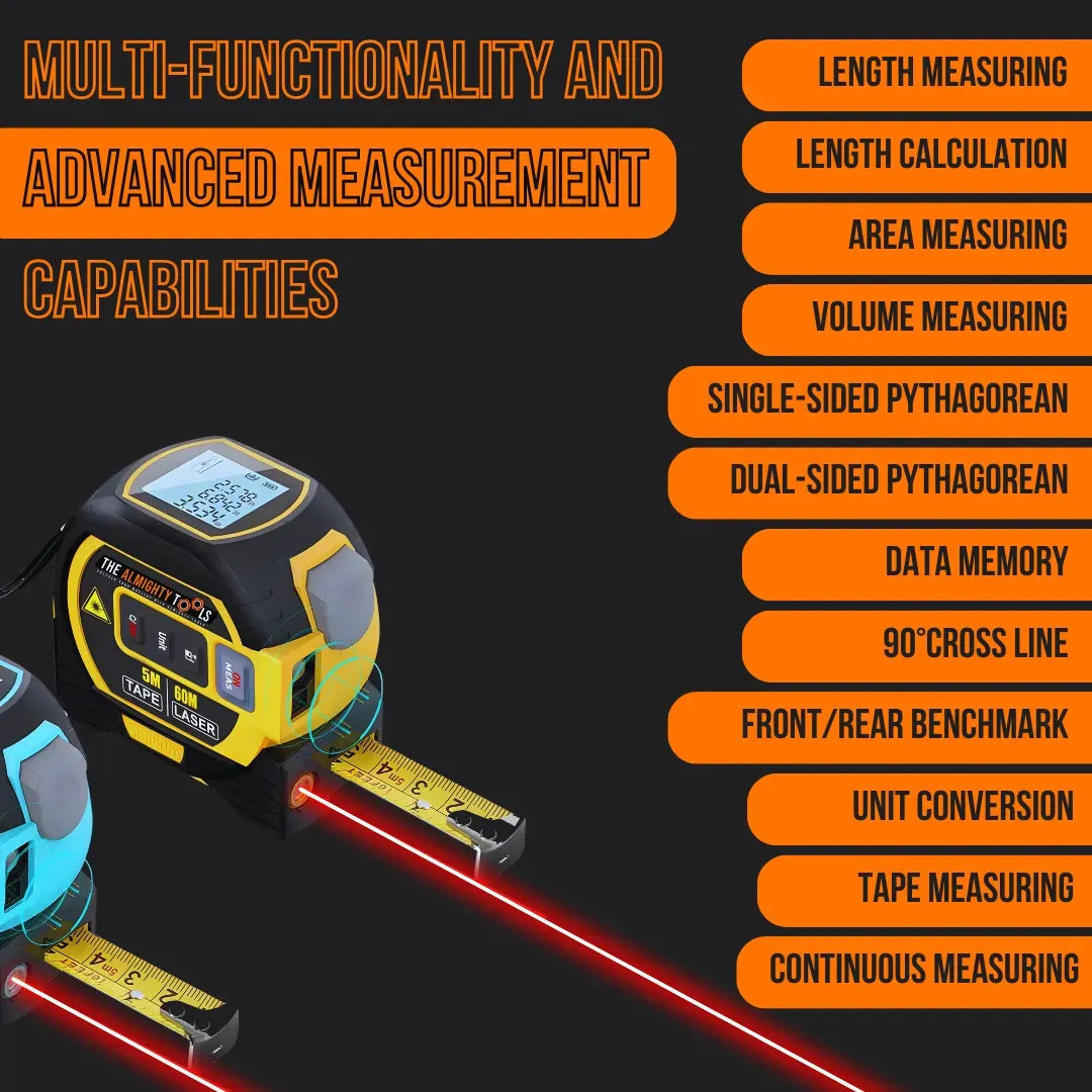 3-in-1 Laser Distance Measuring Tape