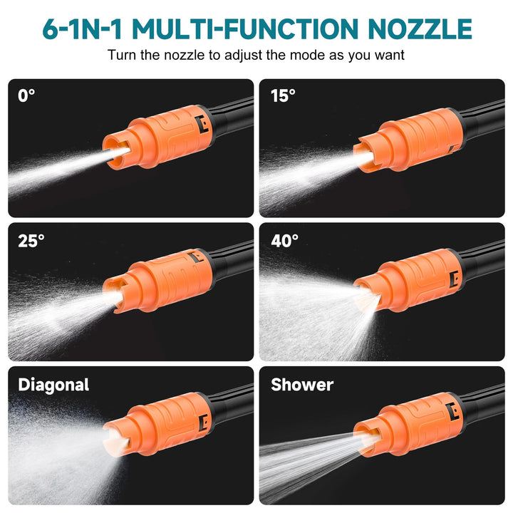 6-in-1 Cordless Power Washer for Makita 18V Battery