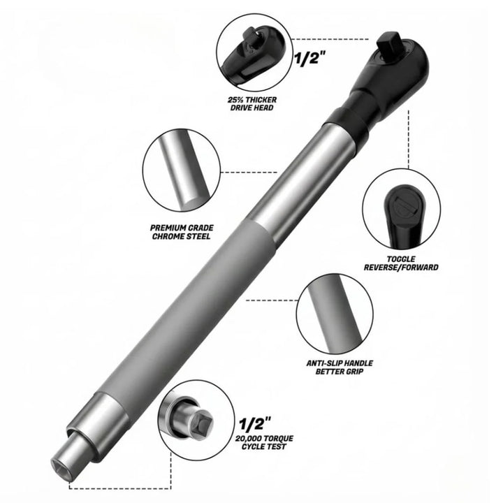 7-in-1 Right Angle Offset Wrench Head Adapter Kit