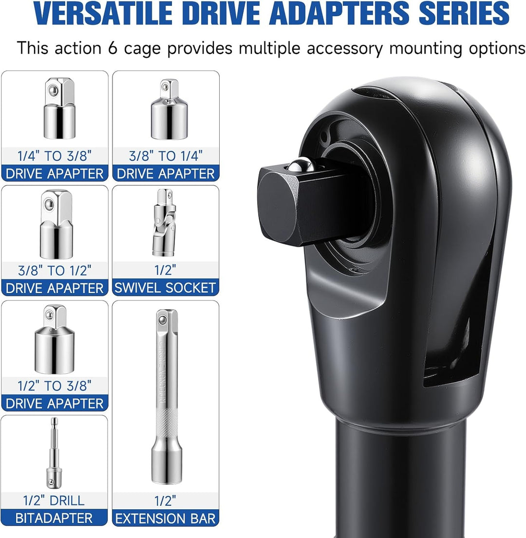 7-in-1 Right Angle Offset Wrench Head Adapter Kit