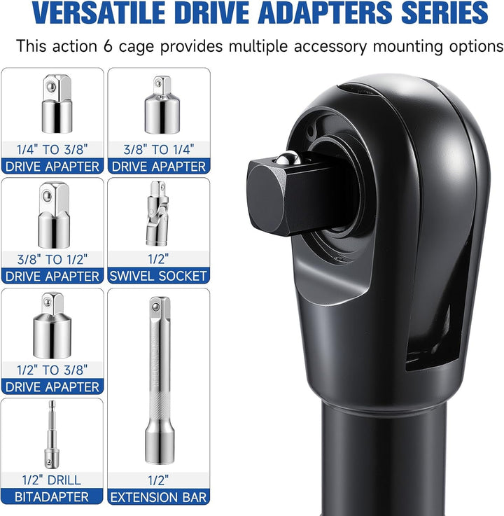 7-in-1 Right Angle Offset Wrench Head Adapter Kit