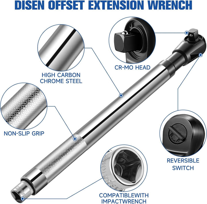 7-in-1 Right Angle Offset Wrench Head Adapter Kit