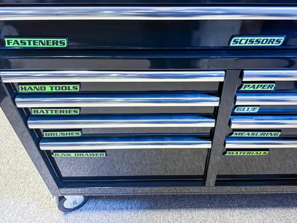 12-Piece Magnetic Toolbox Label Set – Easy Garage & Tool Drawer Organization