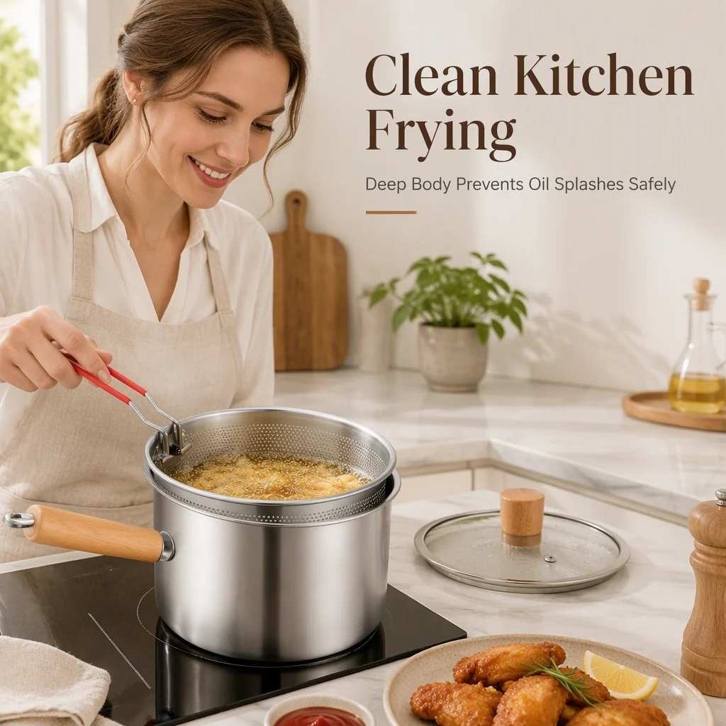 Multifunctional 304 Stainless Steel Frying Pot