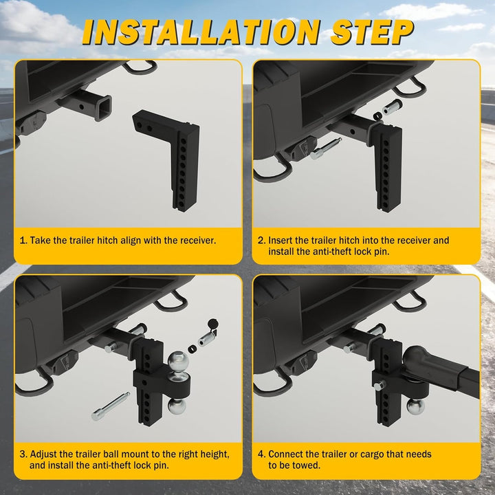 Professional Aerospace-Grade Aluminum Adjustable Trailer Hitch
