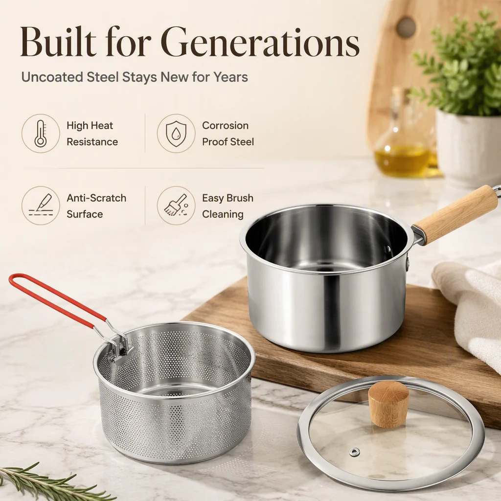 Multifunctional 304 Stainless Steel Frying Pot
