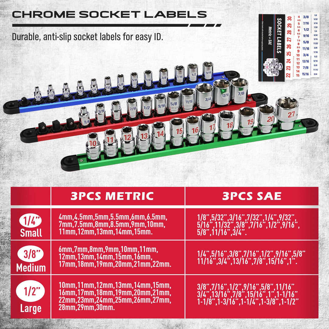 Professional Magnetic Socket Holder Organizer Set