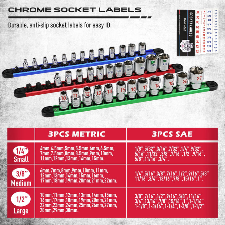 Professional Magnetic Socket Holder Organizer Set