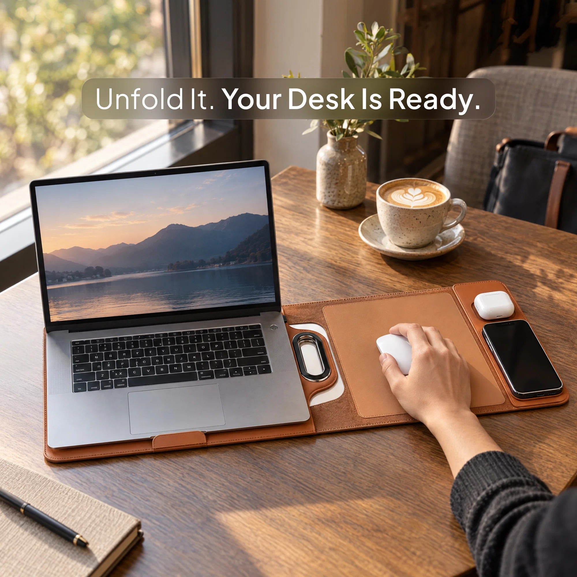 NomadDesk Ultra used as a portable desk